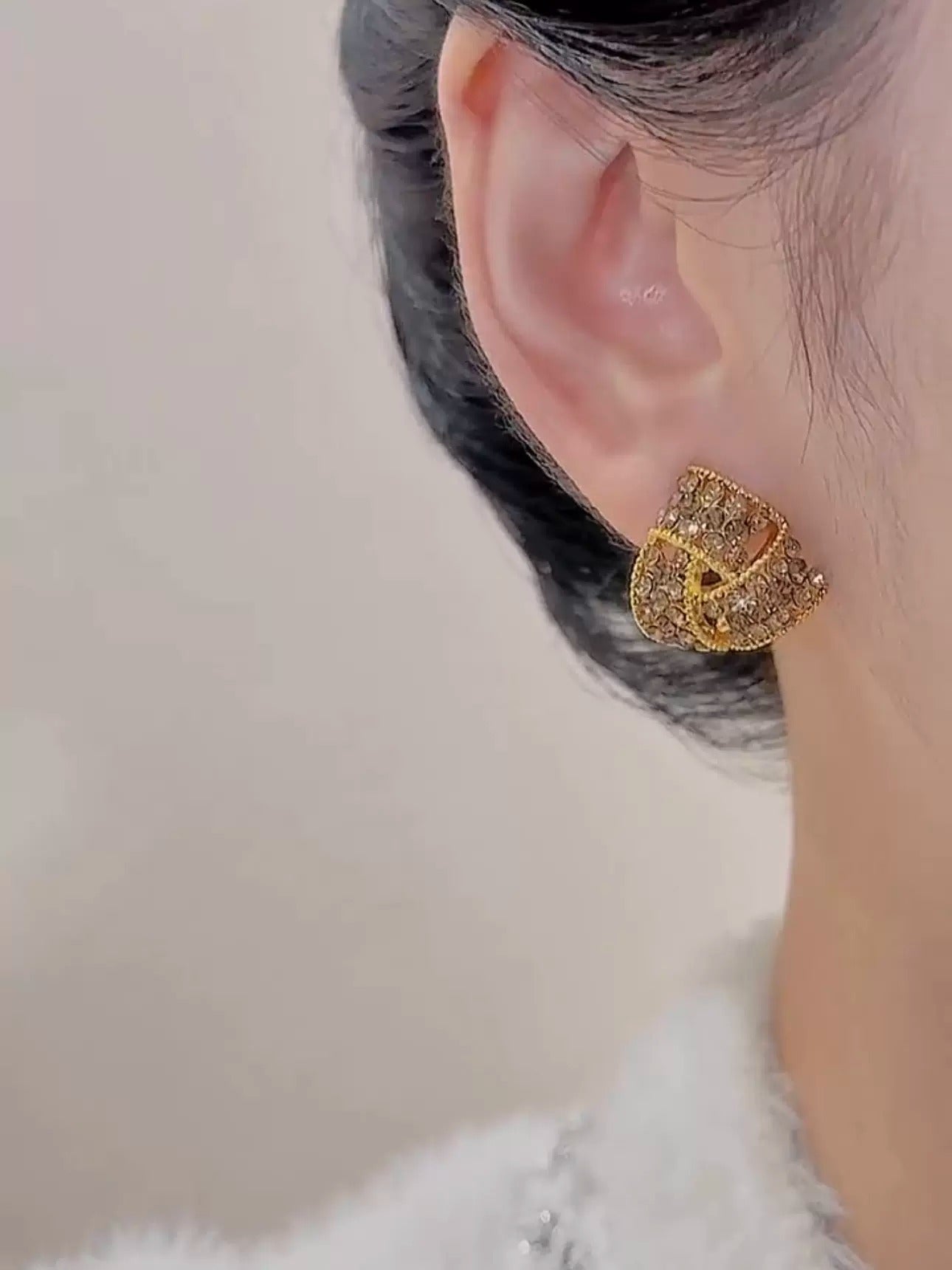 Coffee color diamond zircon earrings