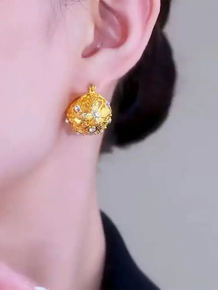Diamond encrusted earrings(gold plated)