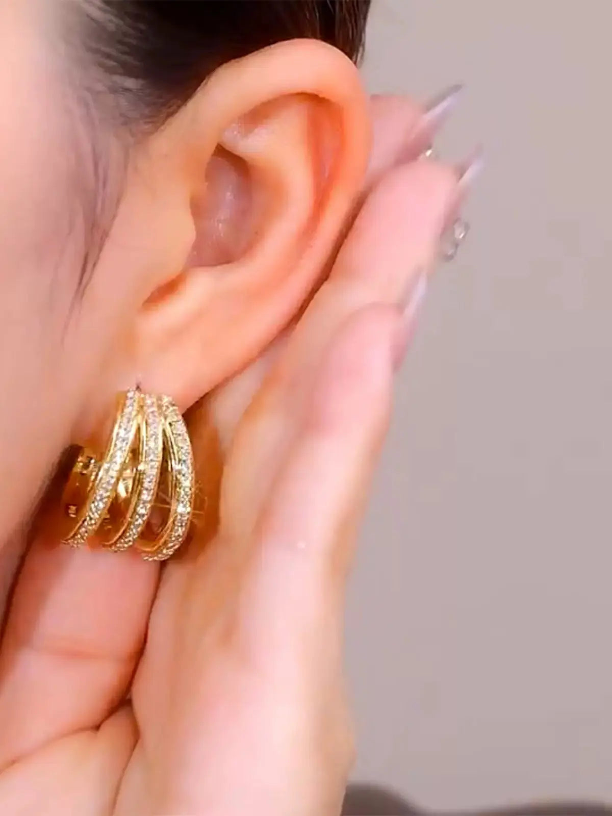 Micro zircons multilayer earrings(24k gold plated)