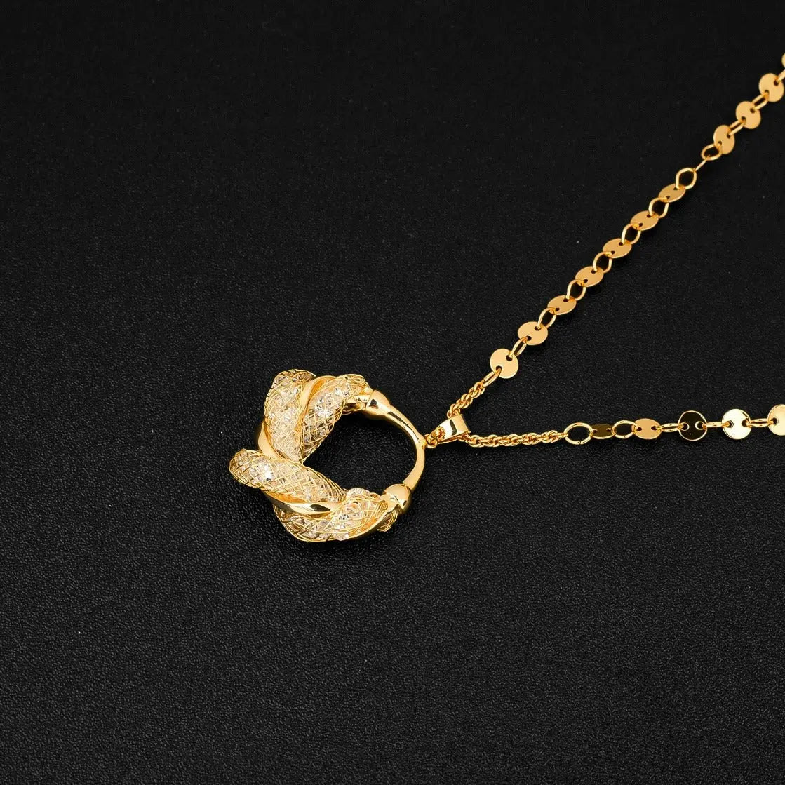 High end mesh crystal necklace(24k gold plated)