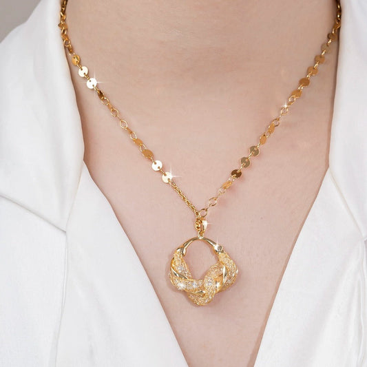 High end mesh crystal necklace(24k gold plated)