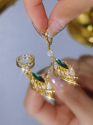 18K gold zircon leaf Earrings