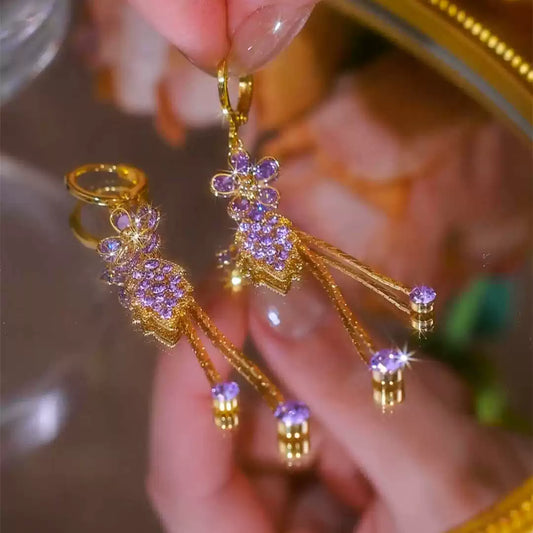 American diamond earrings(24k gold plated)