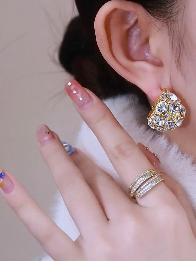 Trendy Diamond Earrings (24k gold Plated)