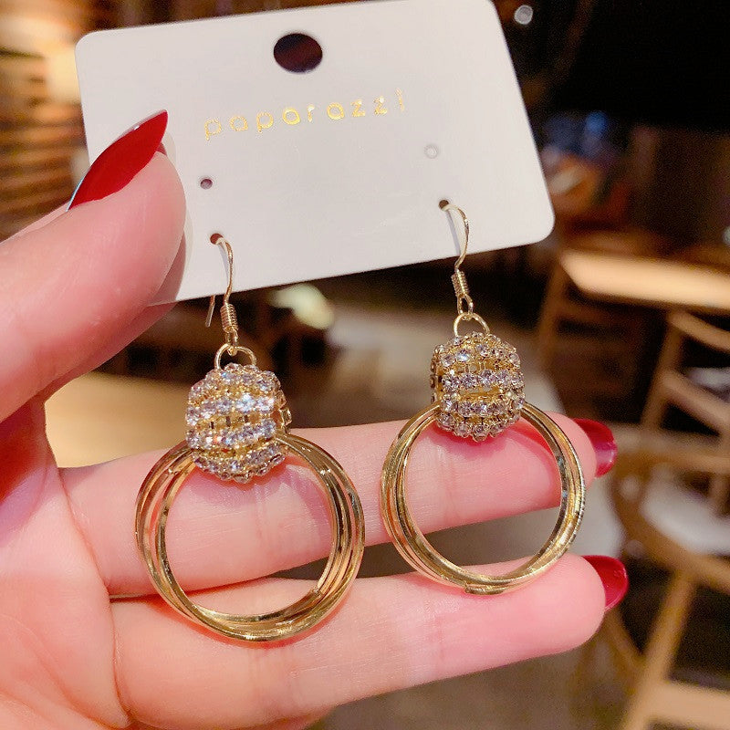 Multilayer diamond earrings(24k gold plated)