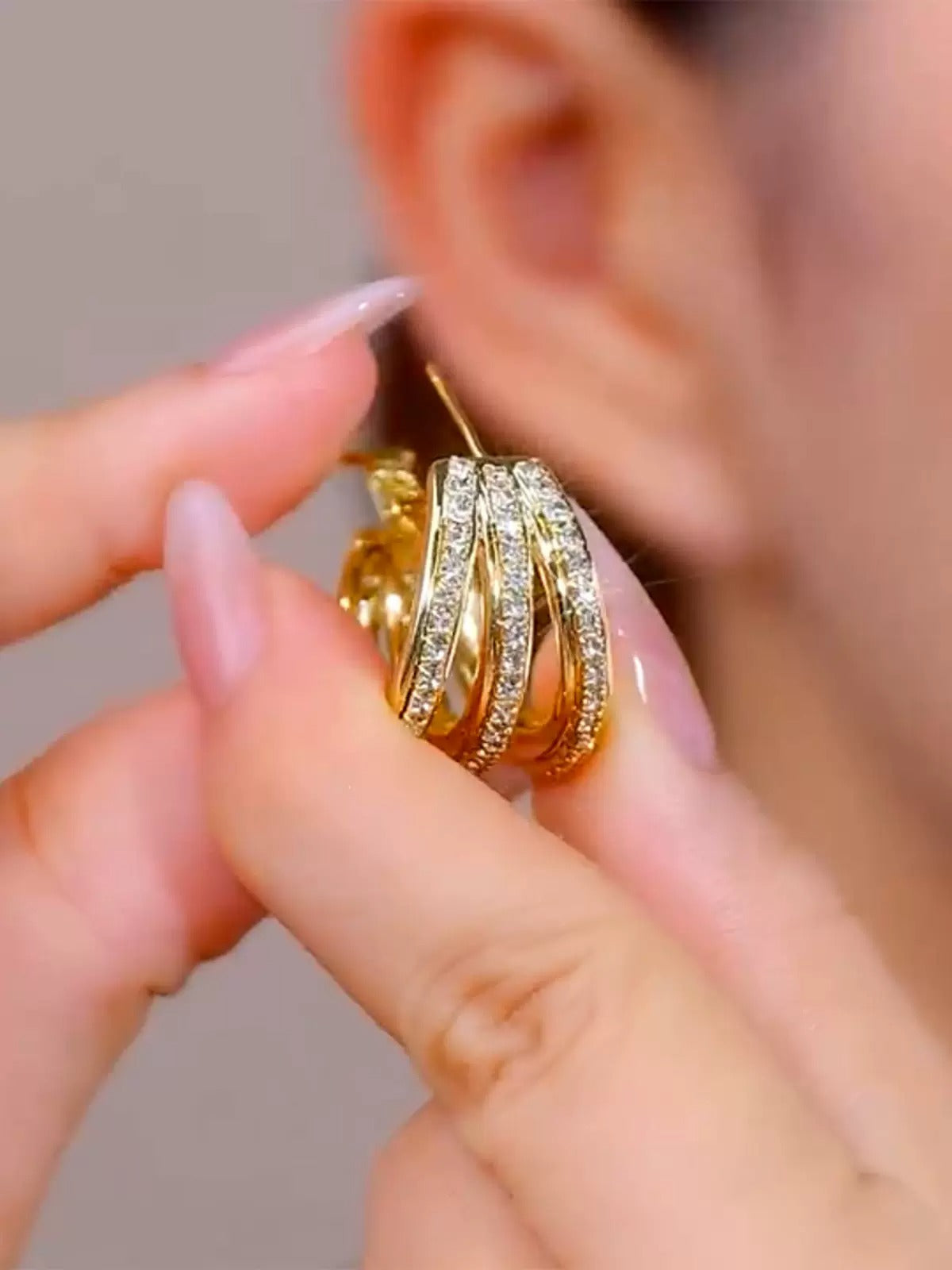 Micro zircons multilayer earrings(24k gold plated)