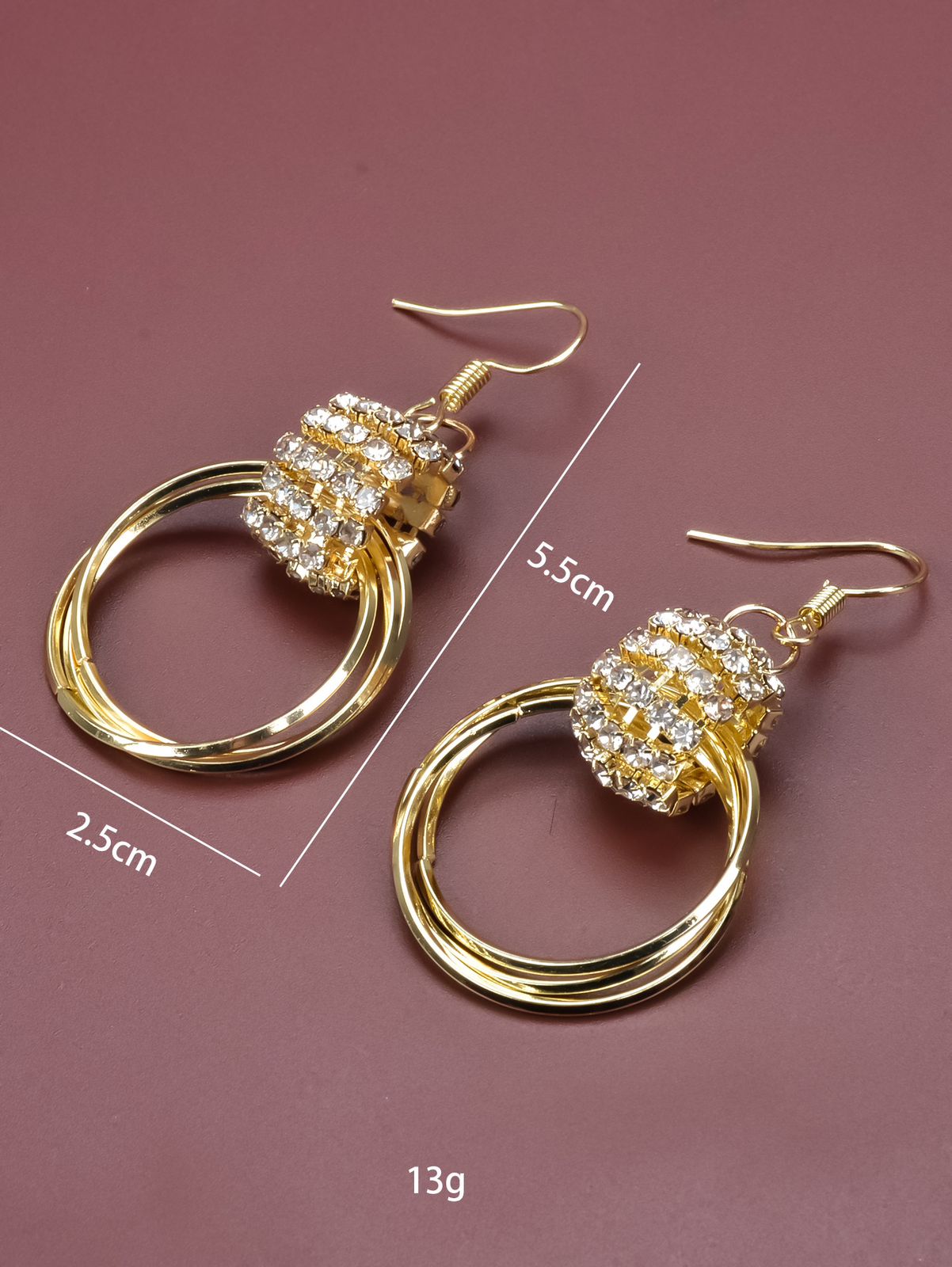 Multilayer diamond earrings(24k gold plated)