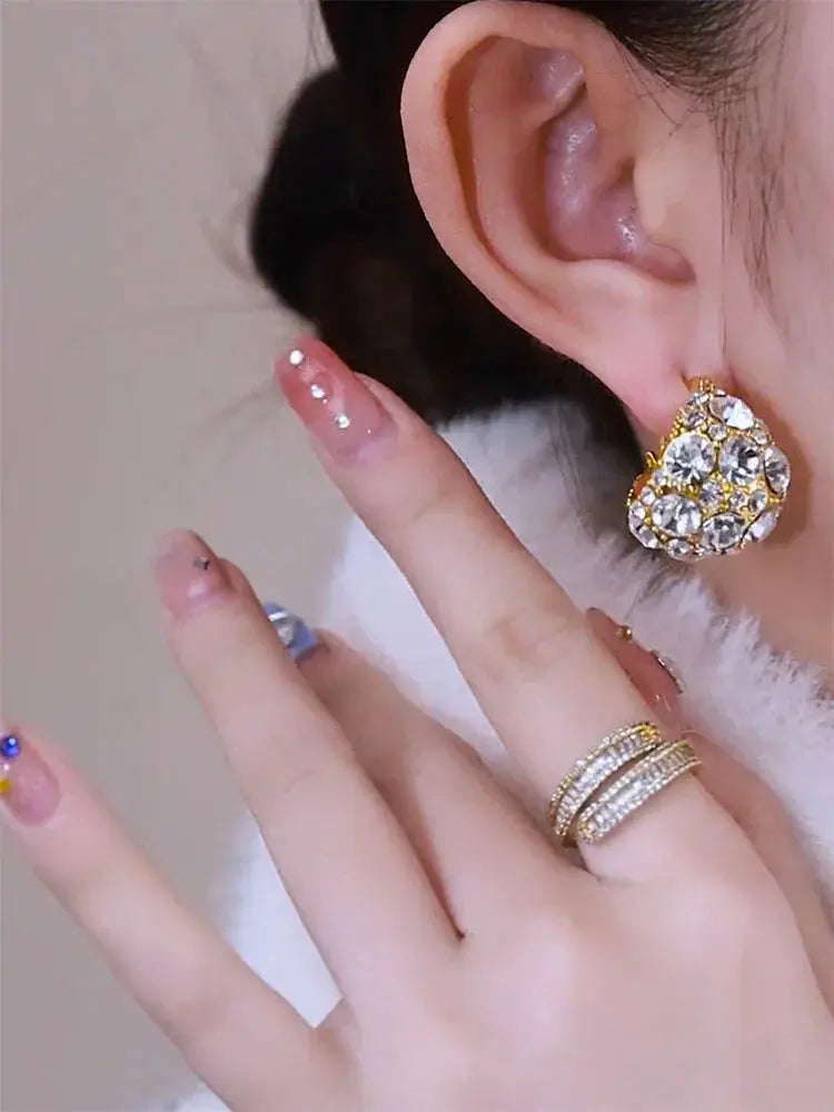 Trendy Diamond Earrings (24k gold Plated)