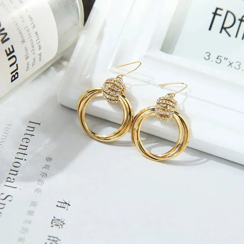 Multilayer diamond earrings(24k gold plated)